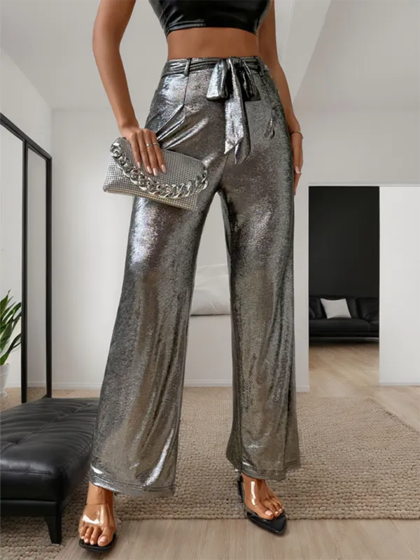Metallic Straight Pants