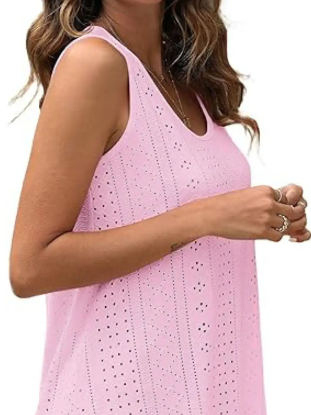 Scoop-Neck Eyelet Tank Top
