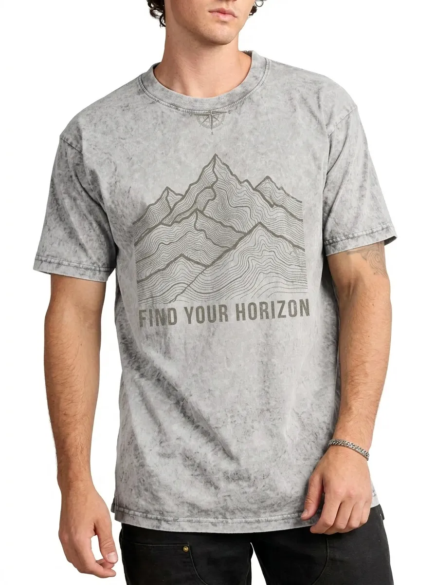 Men's Outdoor Adventure Mountain Find Your Horizon Printed T-shirt