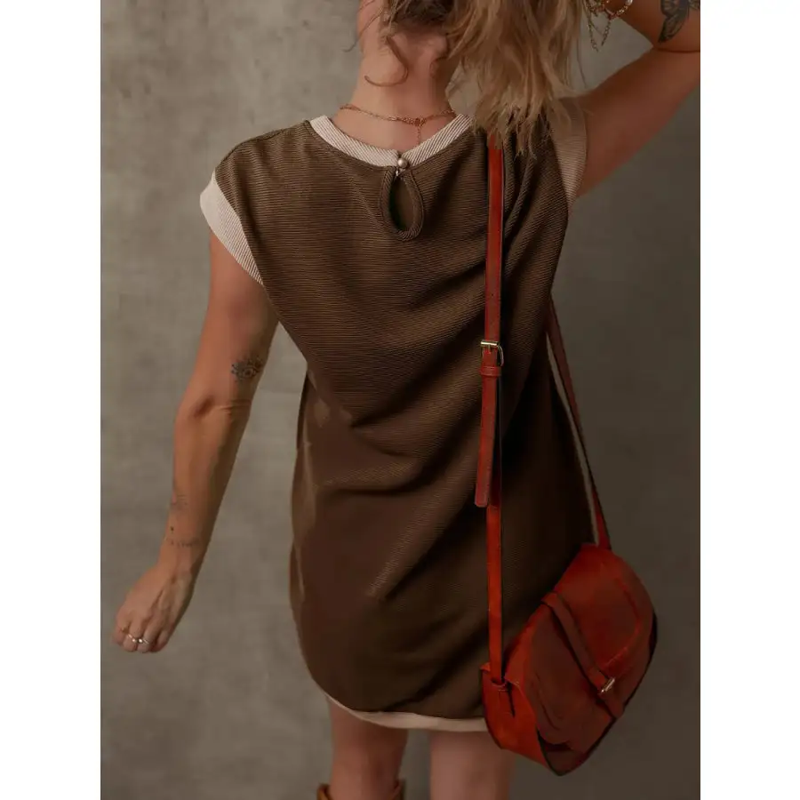 Round Neck Cap Sleeve Mini Dress