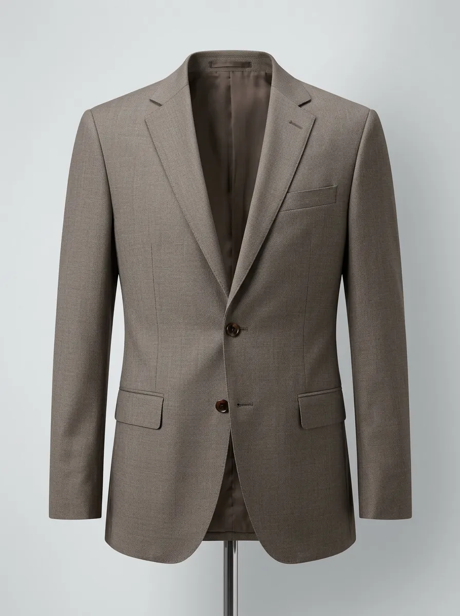 Men's Classic Business Taupe Solid Two-Button Blazer Jacket