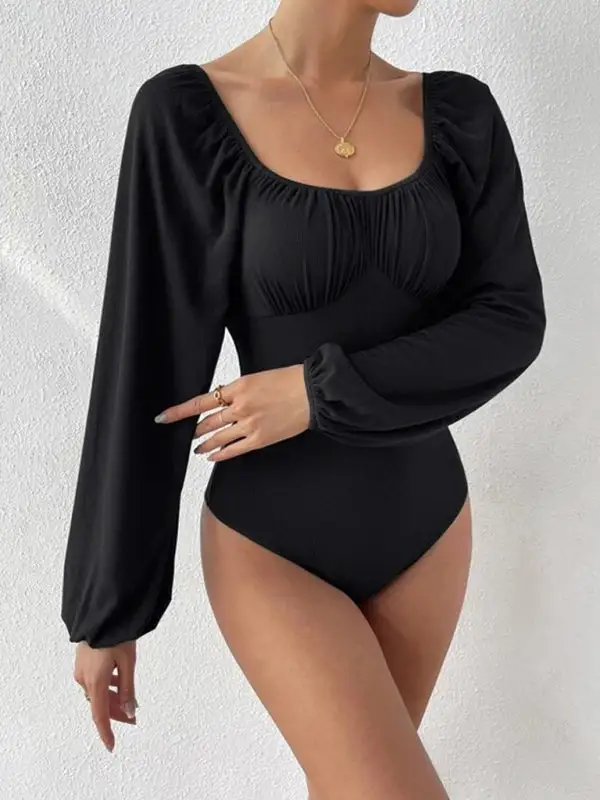 Square Neck Long Sleeved Jumpsuit