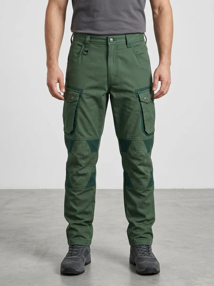Unisex Outdoor Topographic Printed Tactical Work Pants
