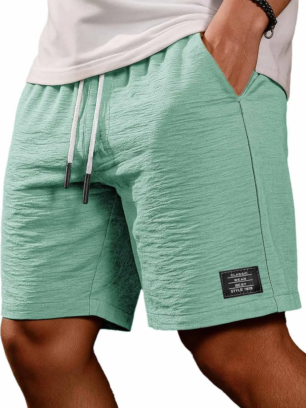 Linen Blend Pleated Shorts