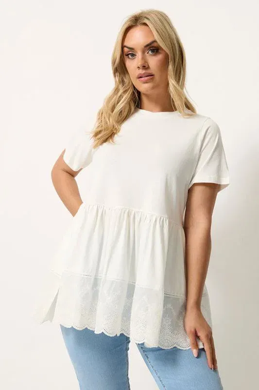 White Tiered Peplum Top