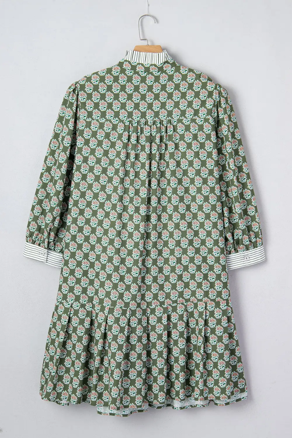 Structured Shape Floral Striped Ruffle Dress