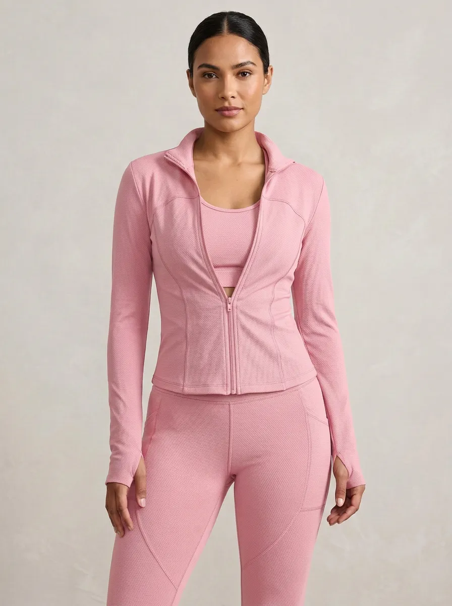 Utility Textured Detail Zip Detail Street Style Women's Three Piece Activewear Set