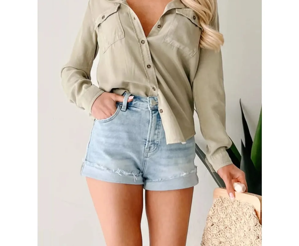 Button-Down Collared Denim Shirt