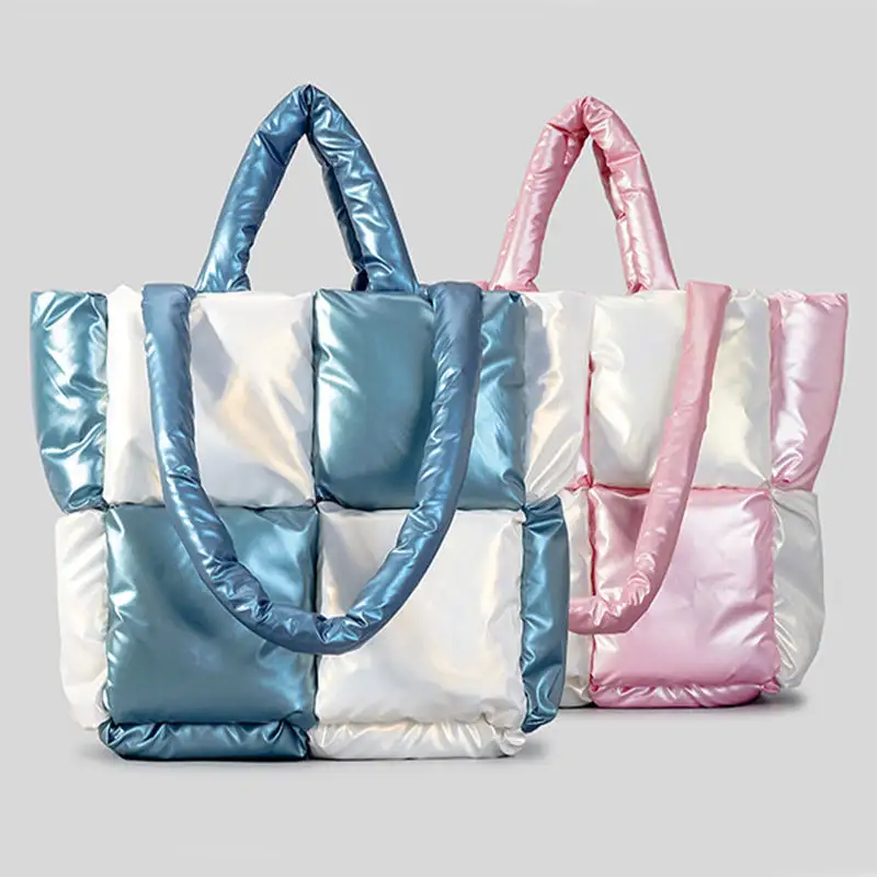 Winter Quilted Cotton Down Shoulder Handbag Horizontal Square