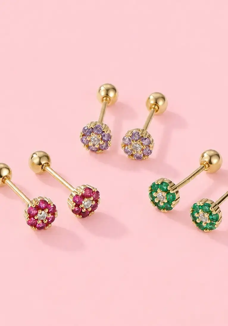 Colorful Crystal Flower Stud arrings