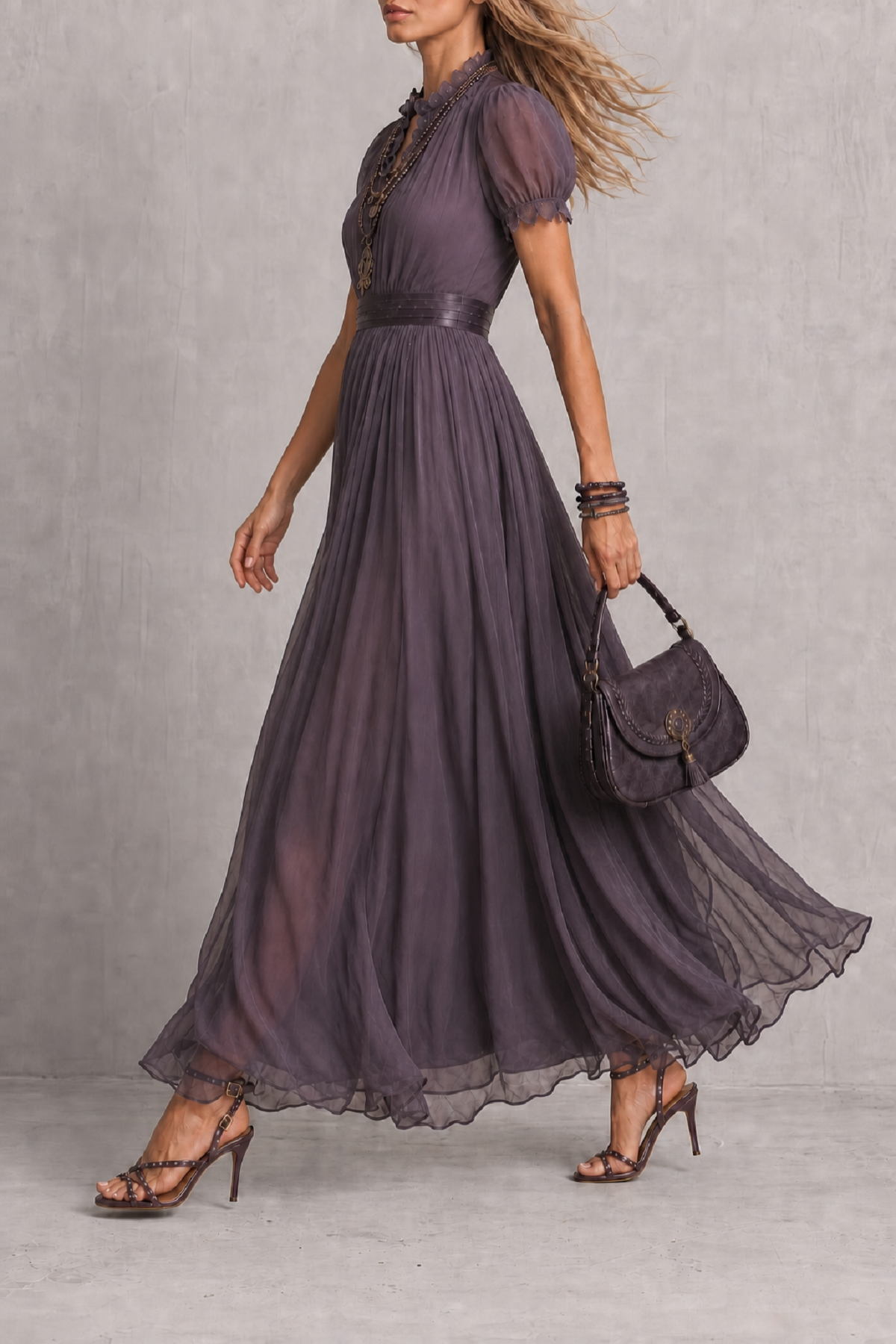 Lace Trim Lace Maxi Dress