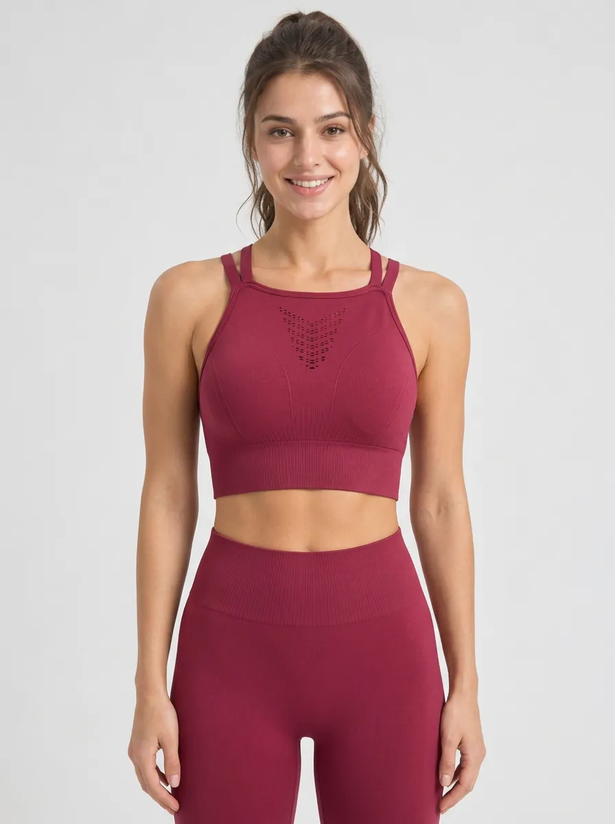 Women's Seamless Laser Cut Yoga Tank Style Bra