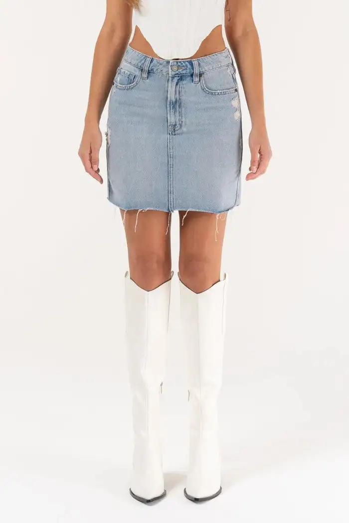 Women's Light Wash Denim Mini Skirt