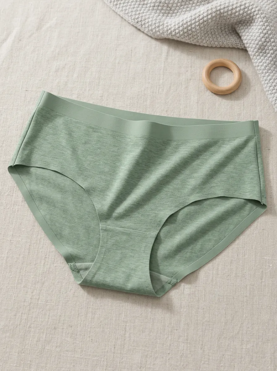 Women's Sage Green Seamless Solid Printed Panties