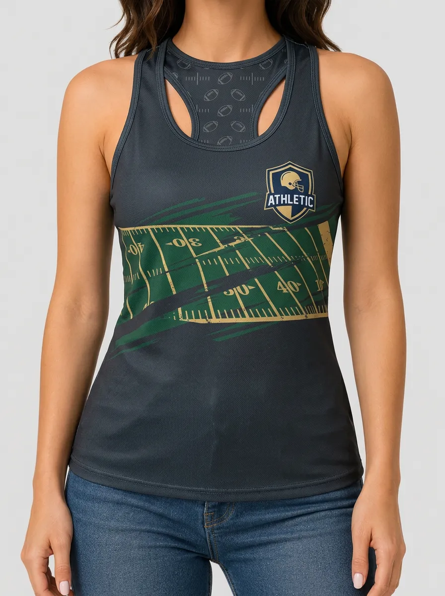 Women's American Football Fan Field Pattern Printed Tank Top