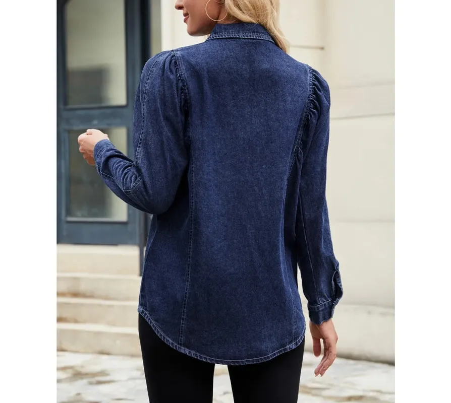 Button-Down Collared Denim Shirt