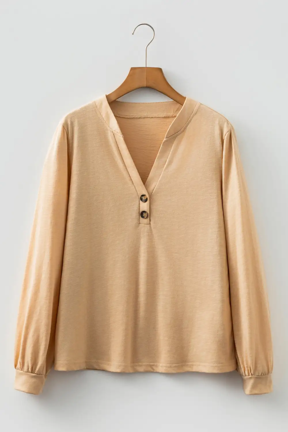 Solid V Neck Long Sleeve Women's Top