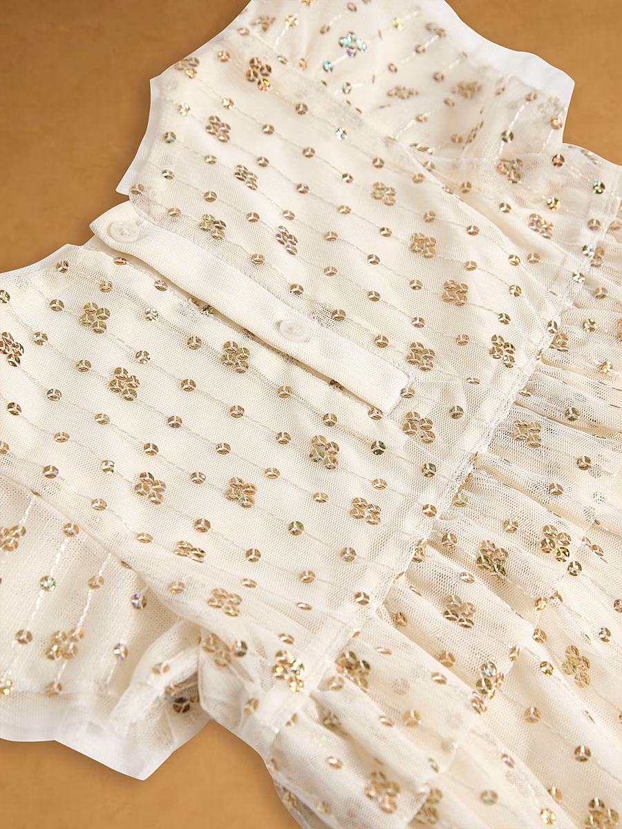 Cream Sequin Tiered Dress detail 2