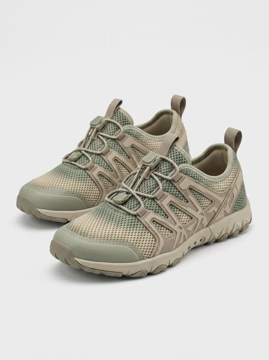 Women's Cross-Trail Outdoor Hiking Khaki Mesh Printed Shoes