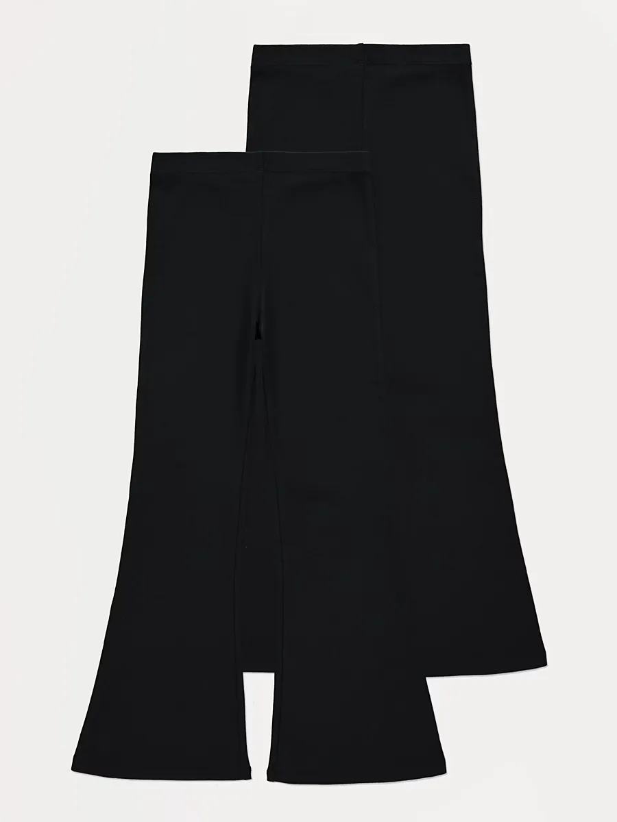 Black Cotton Elastane Kick Flare Trousers