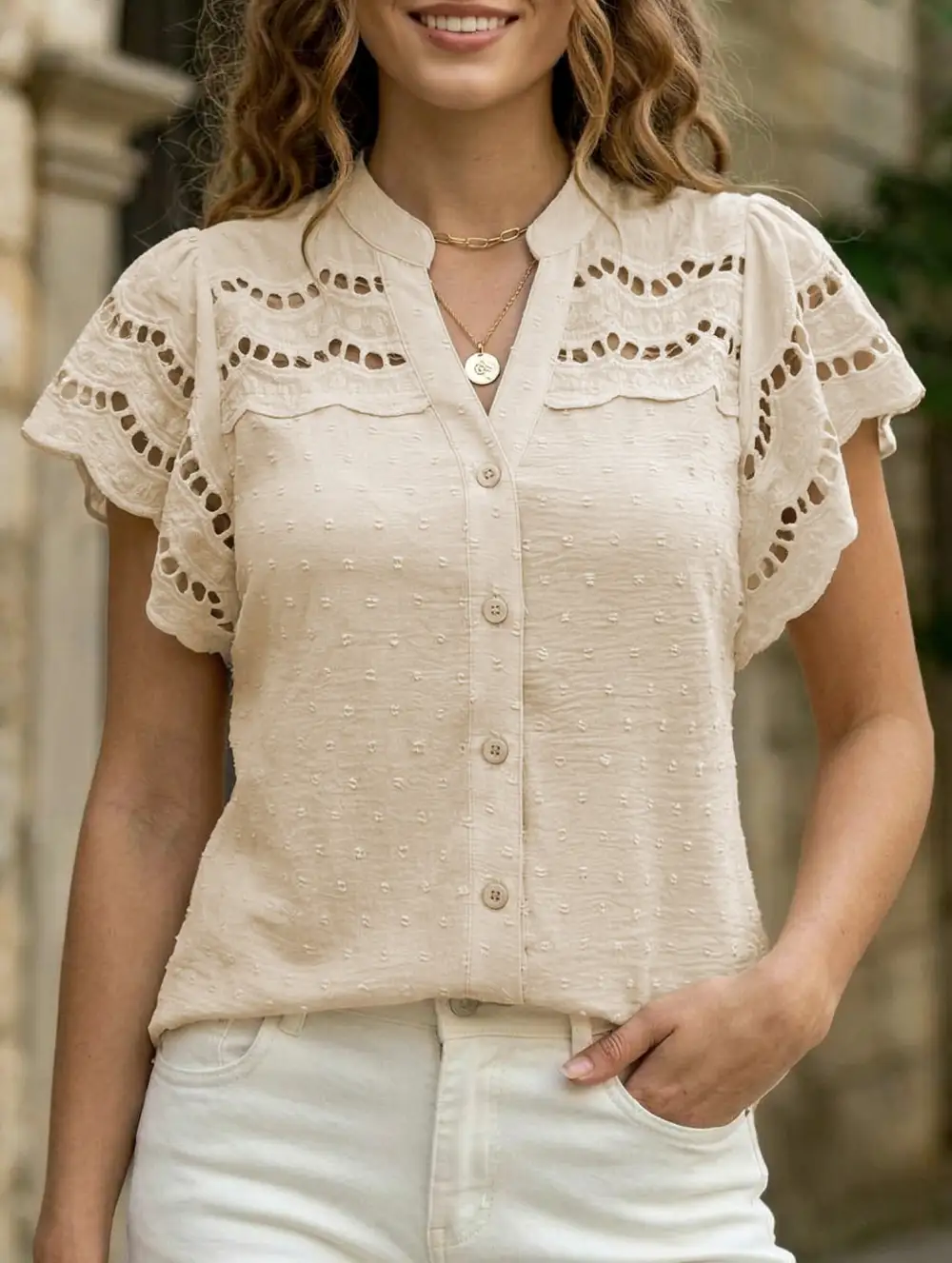 Lounge Lace Detail Ruffle Detail Blouse