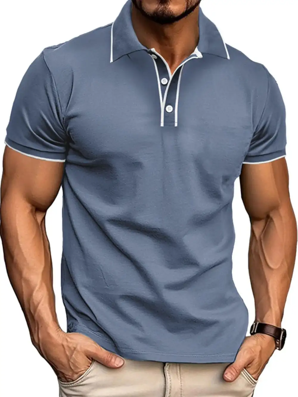 Loose Fit Contrast Detail Collared Polo Shirt