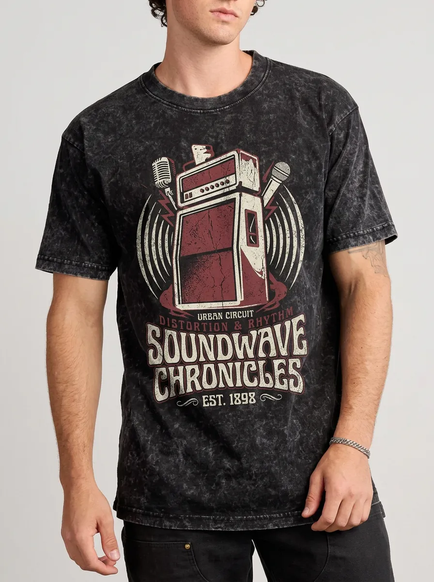Men's Music Lover Soundwave Chronicles Amplifier Printed T-shirt