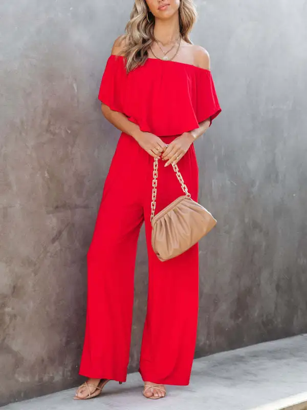 One Shoulder The Jumpsuit Wide Leg Pants