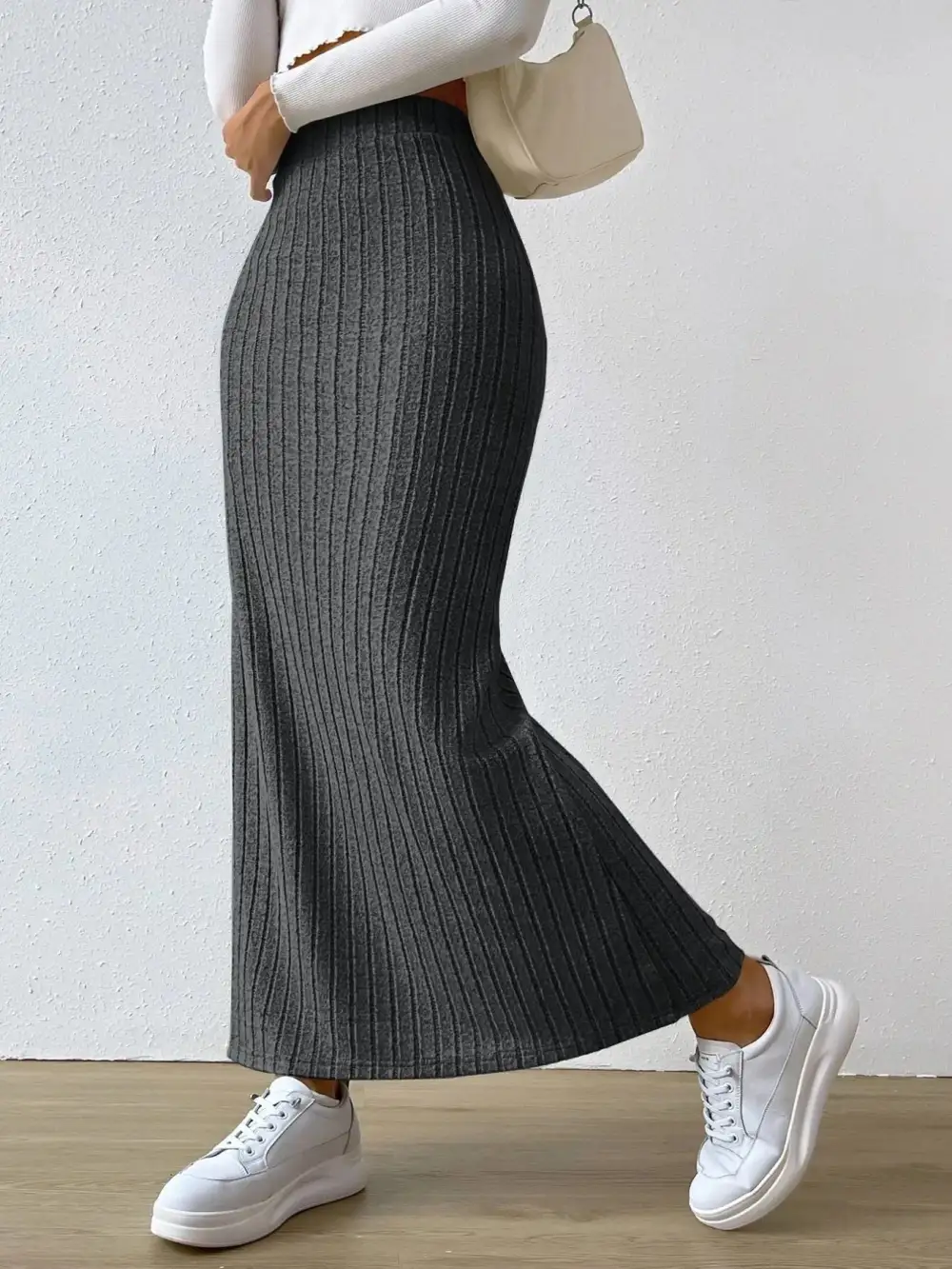 Knit Ribbed Maxi Skirt