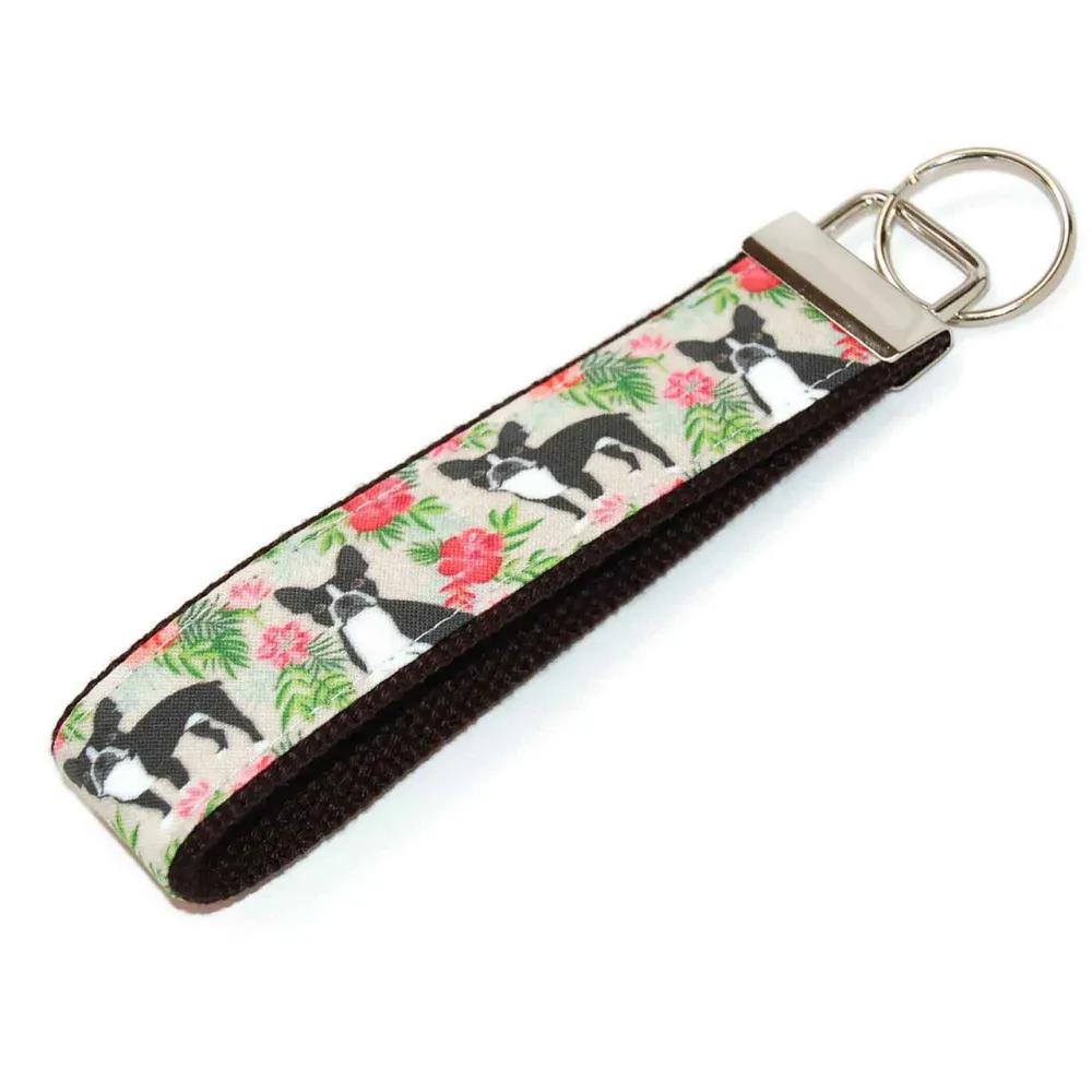 Terrier Floral Graphic Keychain