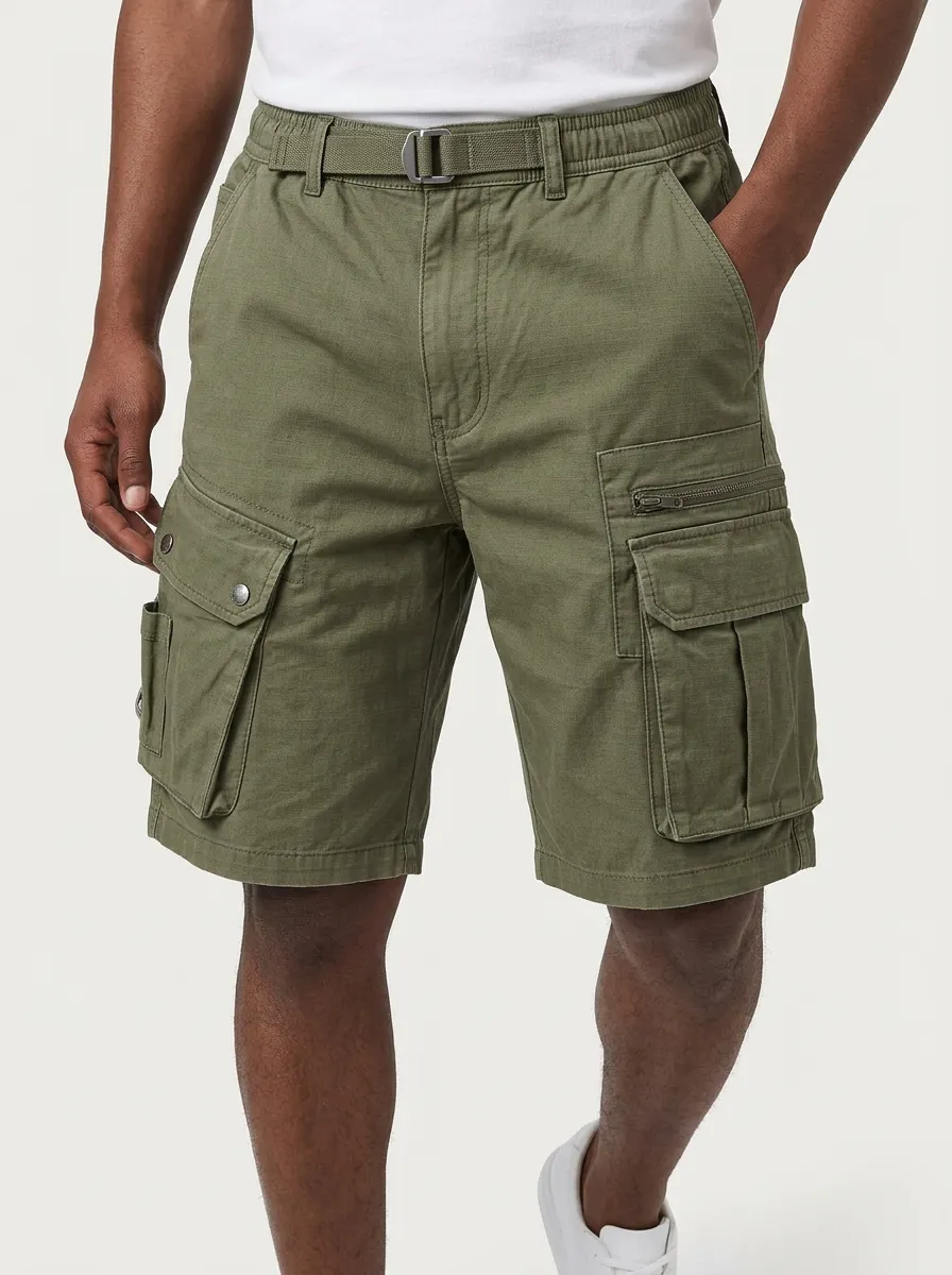 Men's Multi-Pocket Utility Cargo Shorts