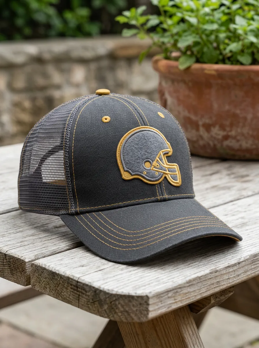Men's Classic Football Fan Helmet Embroidered Mesh Trucker Hat
