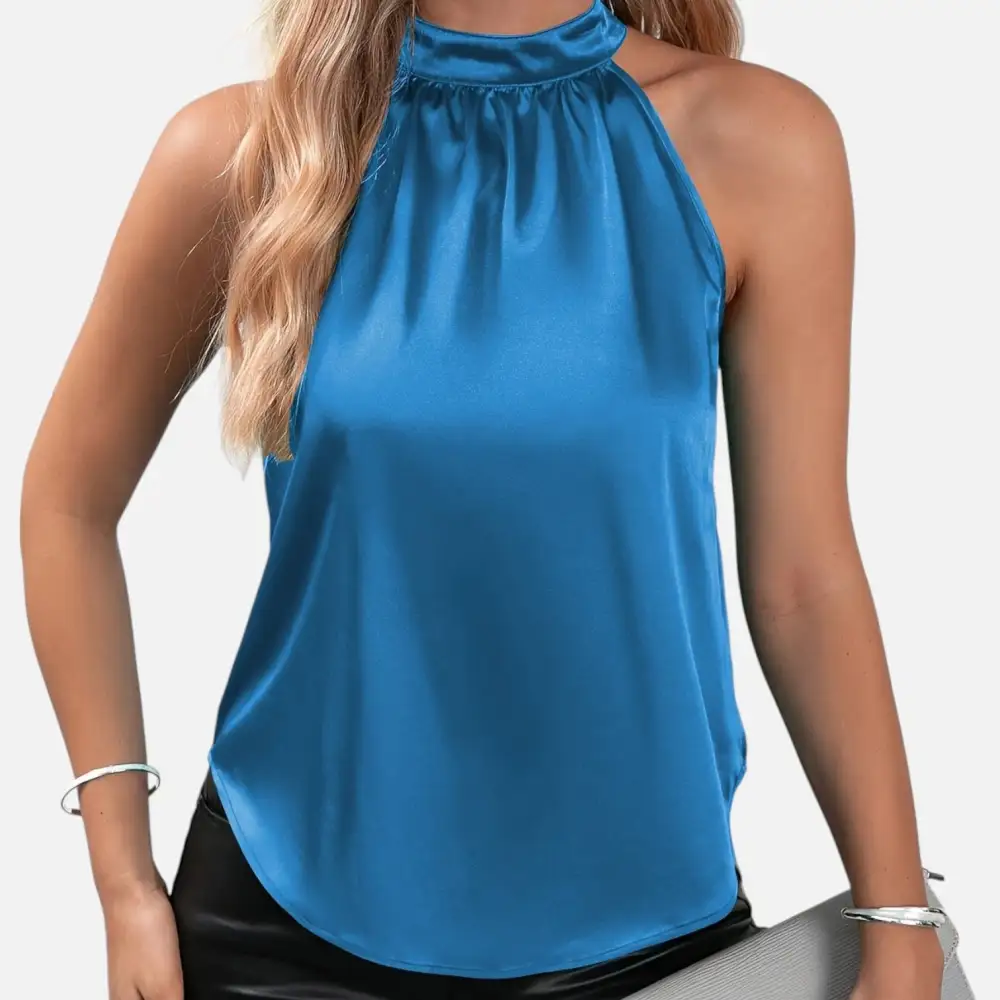 Satin Halter Neck Top  Sleeveless Occasion Style