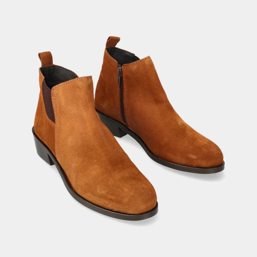 Suede Comfort Zip Elastic Ankle Boots
