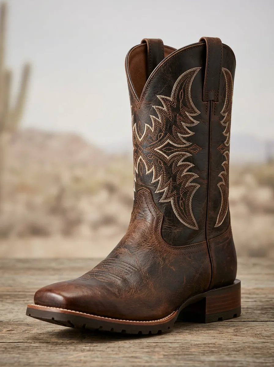 Trail Embroidered Distressed Country-Style Western Boots