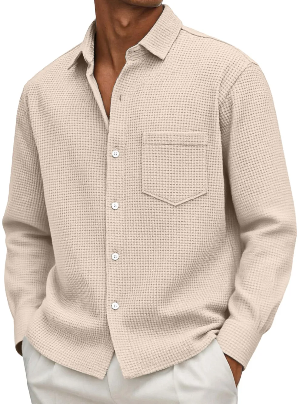 Roomy Textured Knit Pocket Shirt