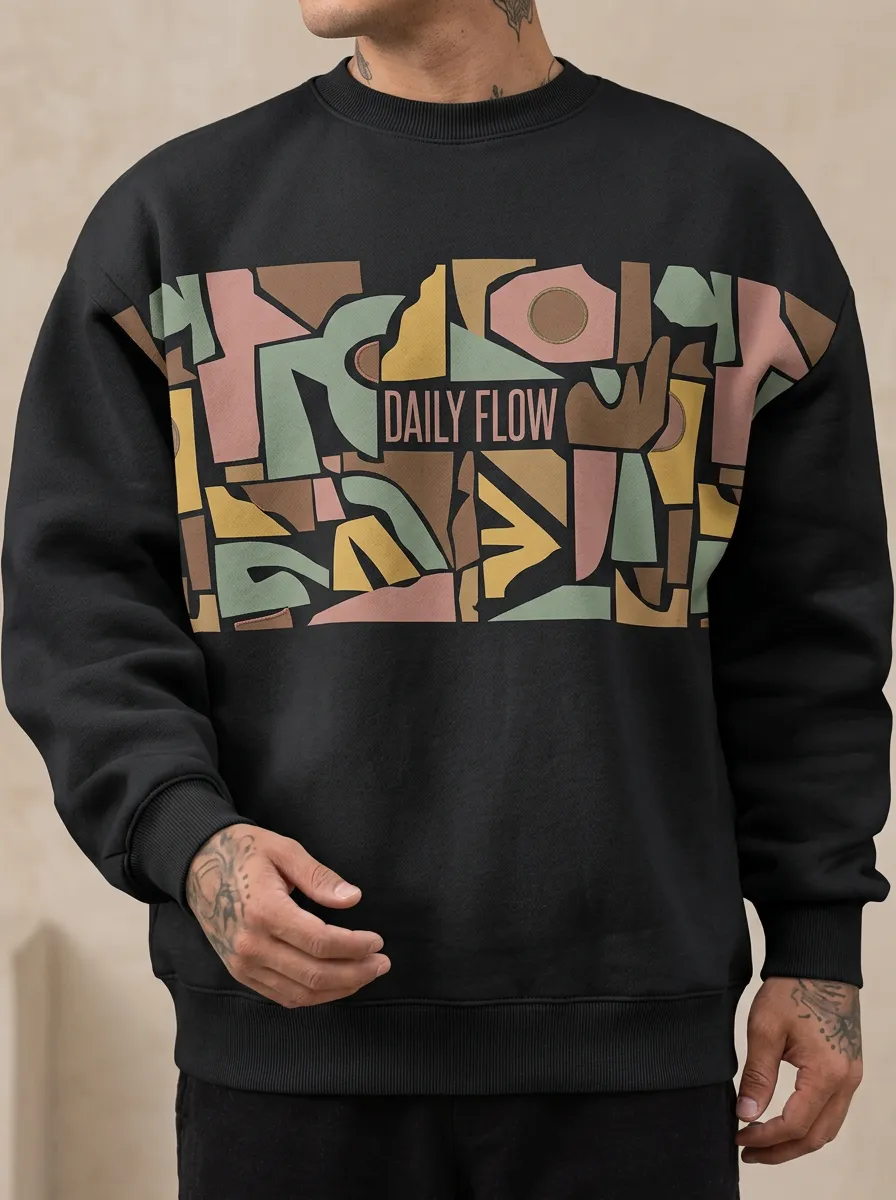 Abstract Geometric Graphic Crewneck Sweatshirt