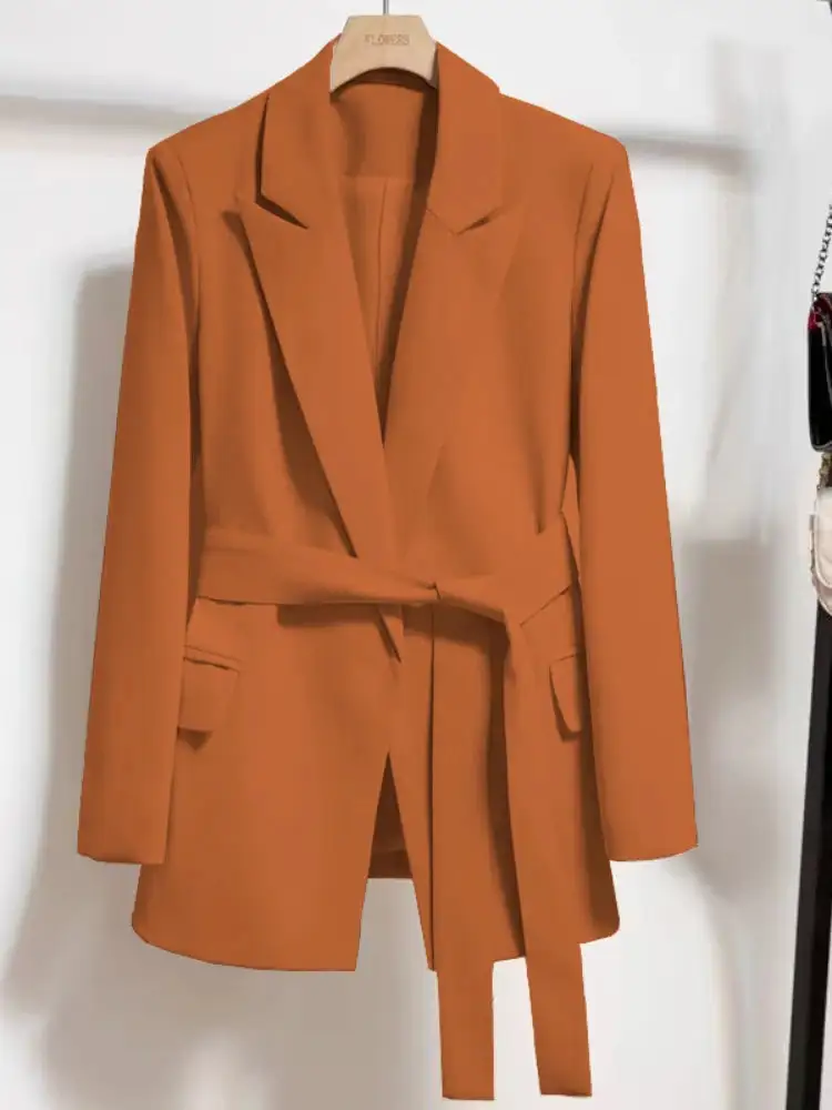 Belted-Waist Tailored Women's Blazer
