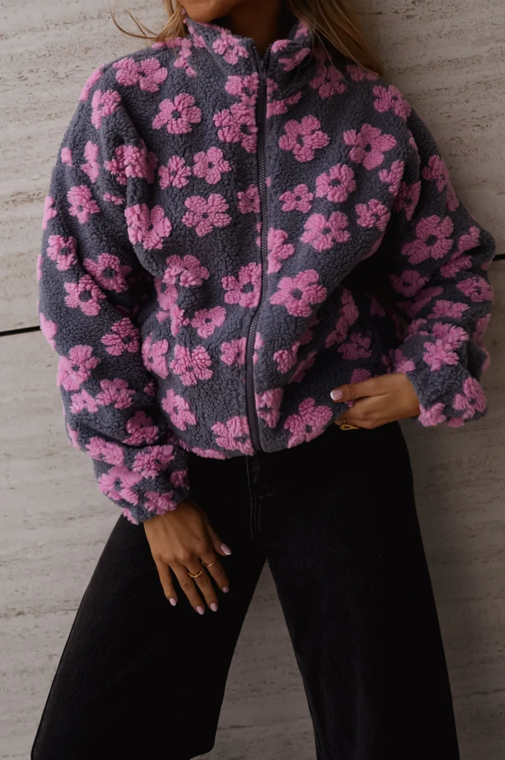 Floral Fleece Casual Jacket