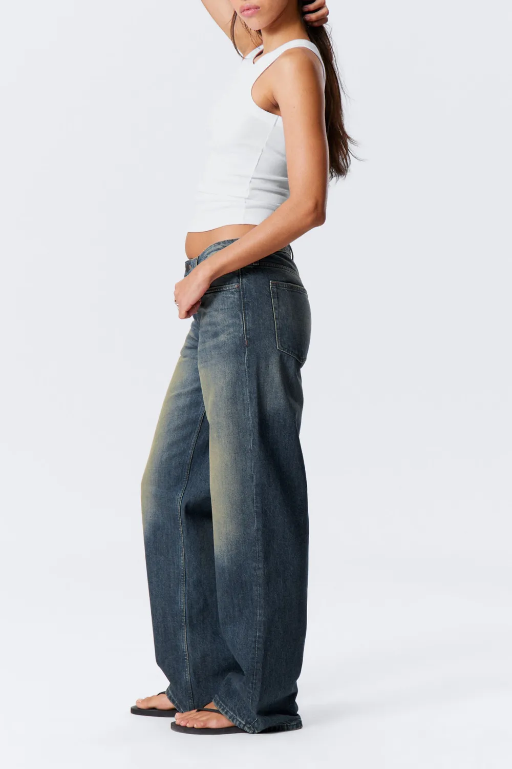 Pocketed Button Wide Leg Jeans