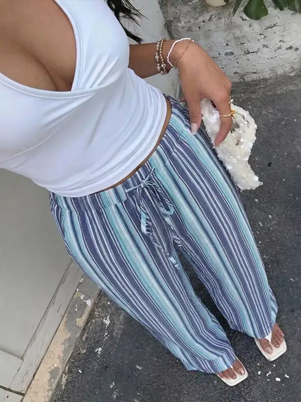 Flowy Striped Wide Leg Pants