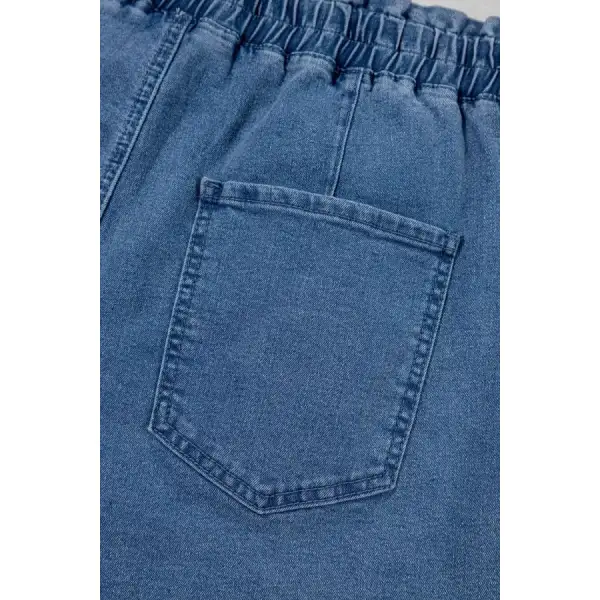 Refined Drawstring High Waist Denim Shorts with Pockets