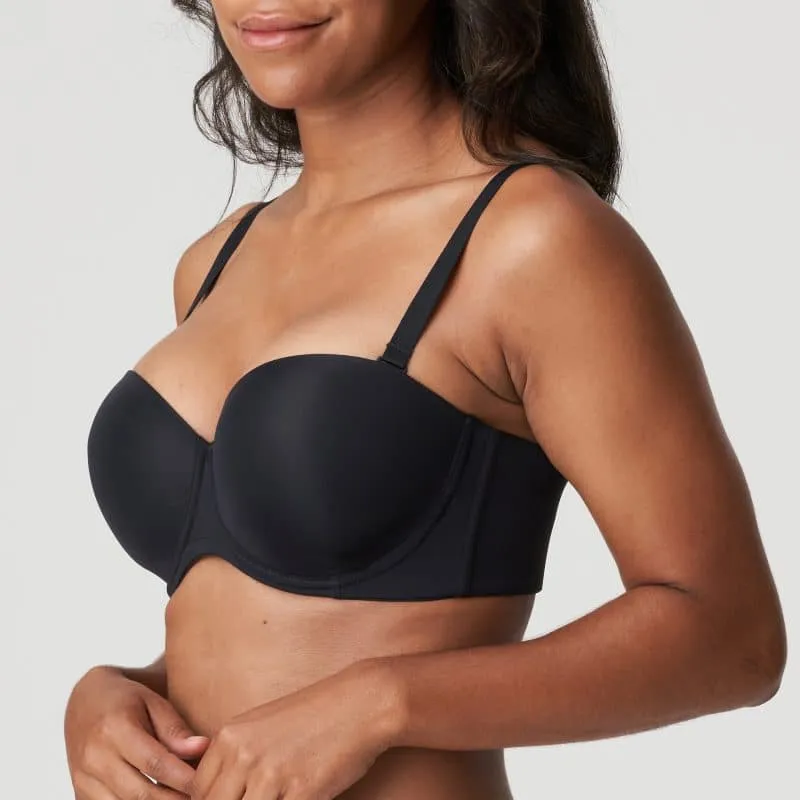 Women's Strapless Molded Padded Seamless Adjustable Straps Mesh Microfiber Rounded Shape Bra