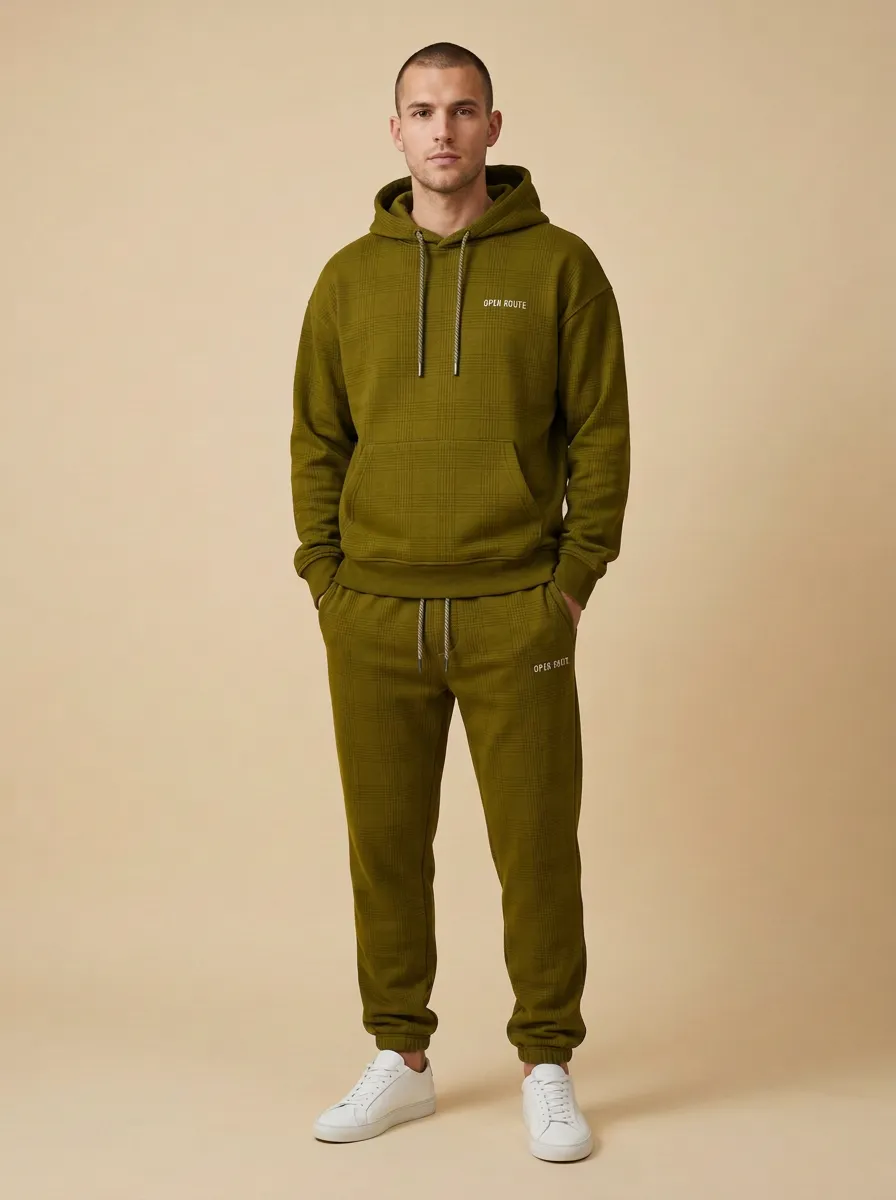 Men's Plaid Print Jogger Set