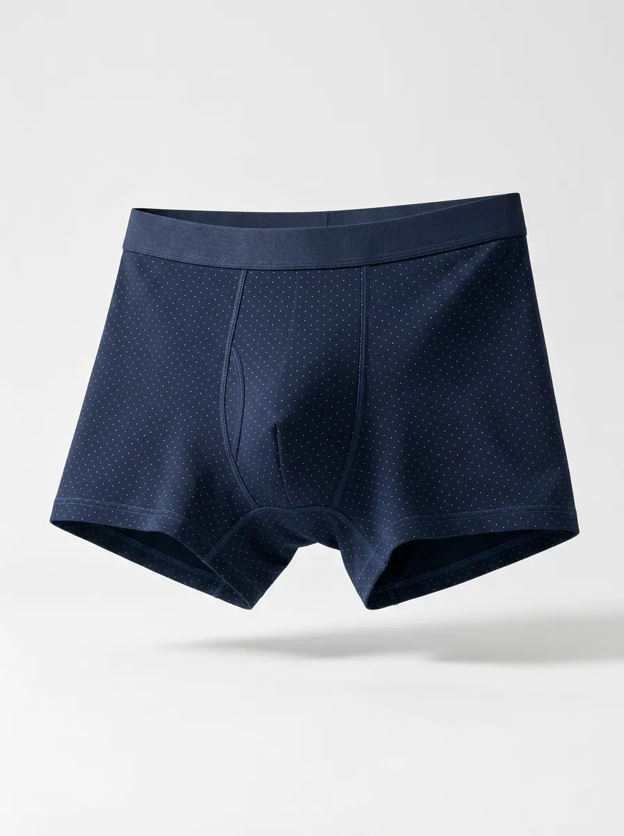 Men's Navy Blue Polka Dot Printed Boxer Briefs