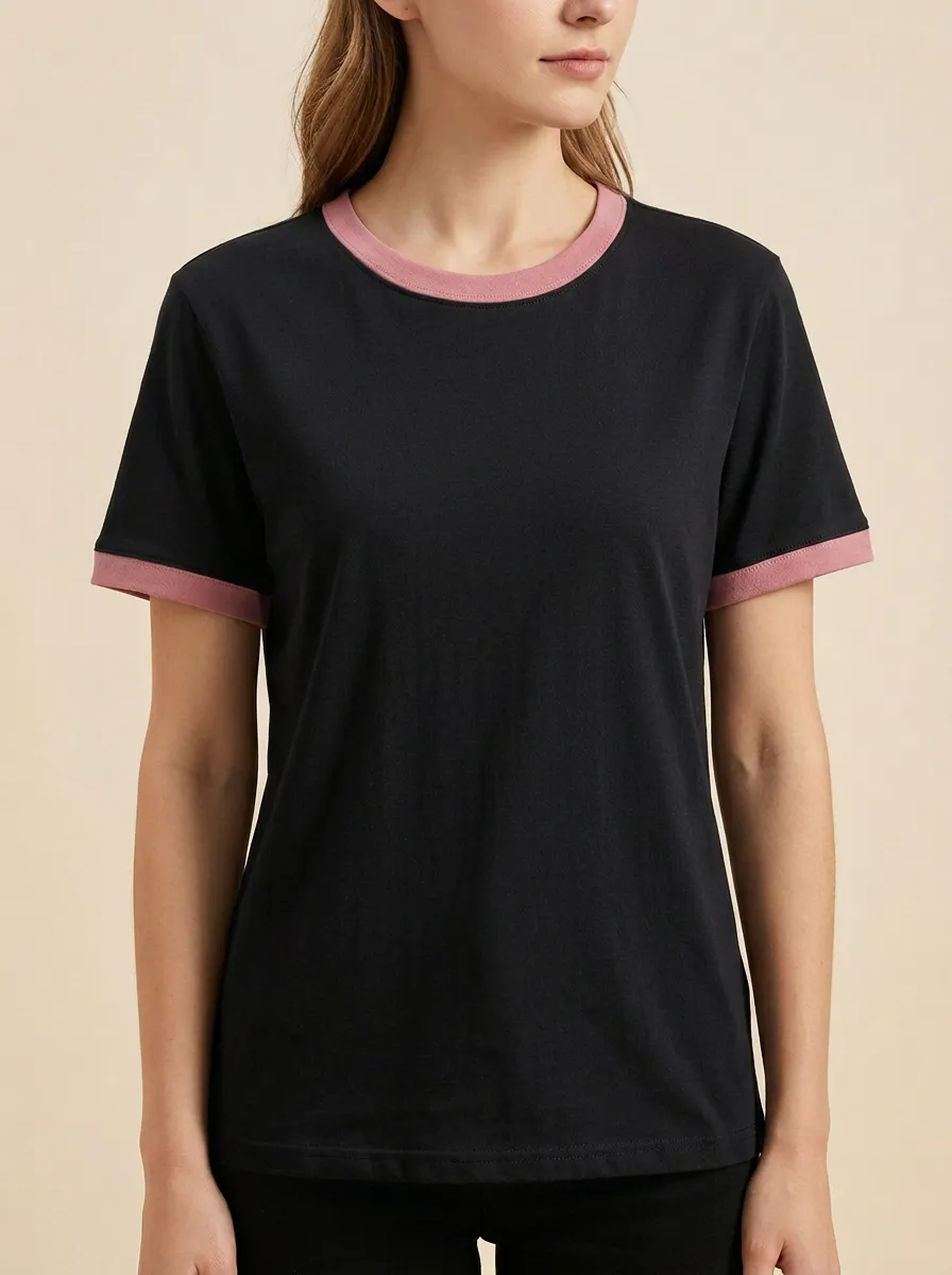 Women's Minimalist Crewneck Ringer T-Shirt