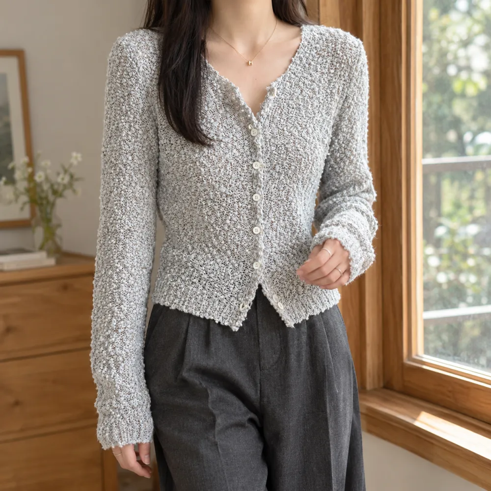 Textured Open-Knit Cardigan