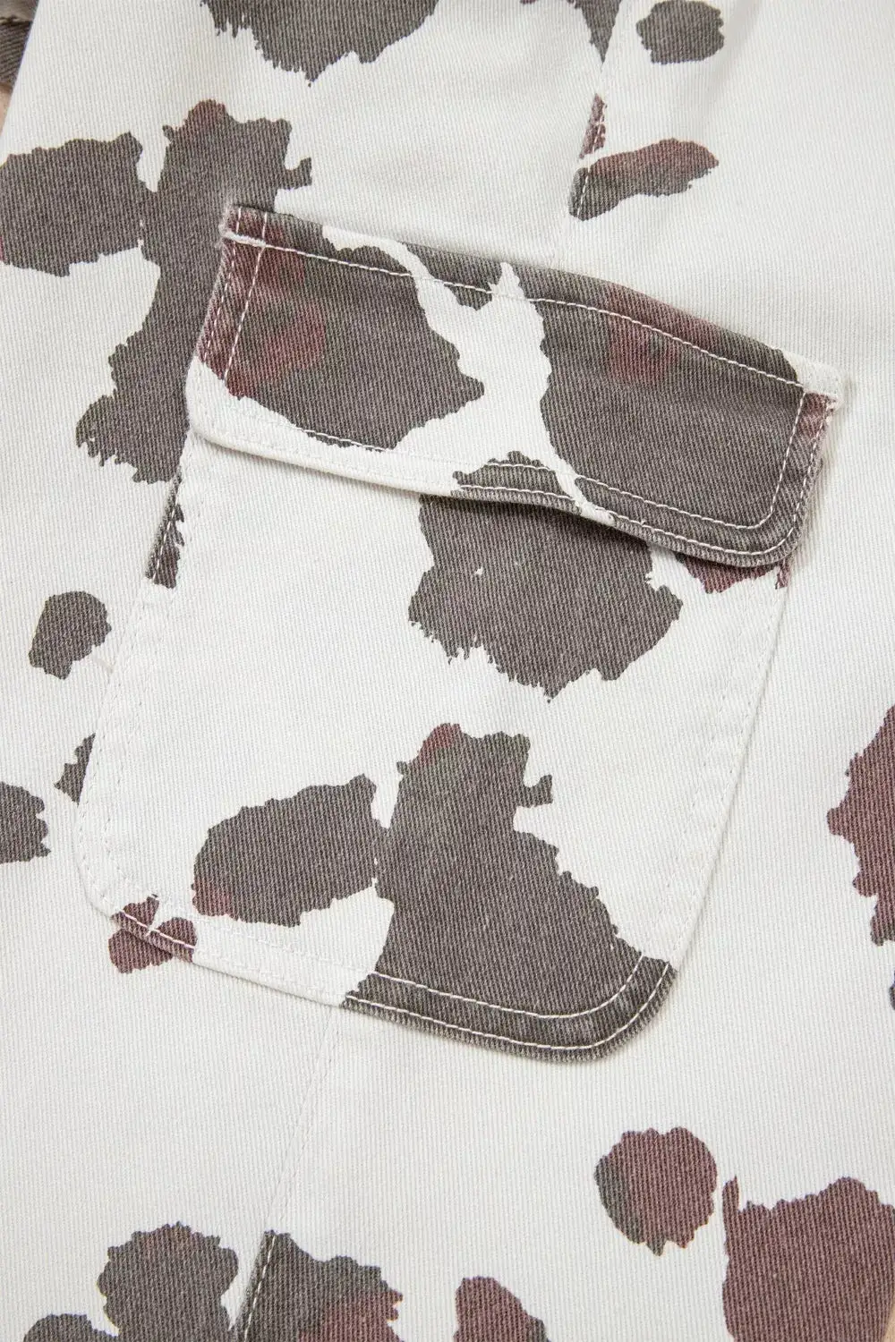 Denim Cow Print Pocketed Jeans