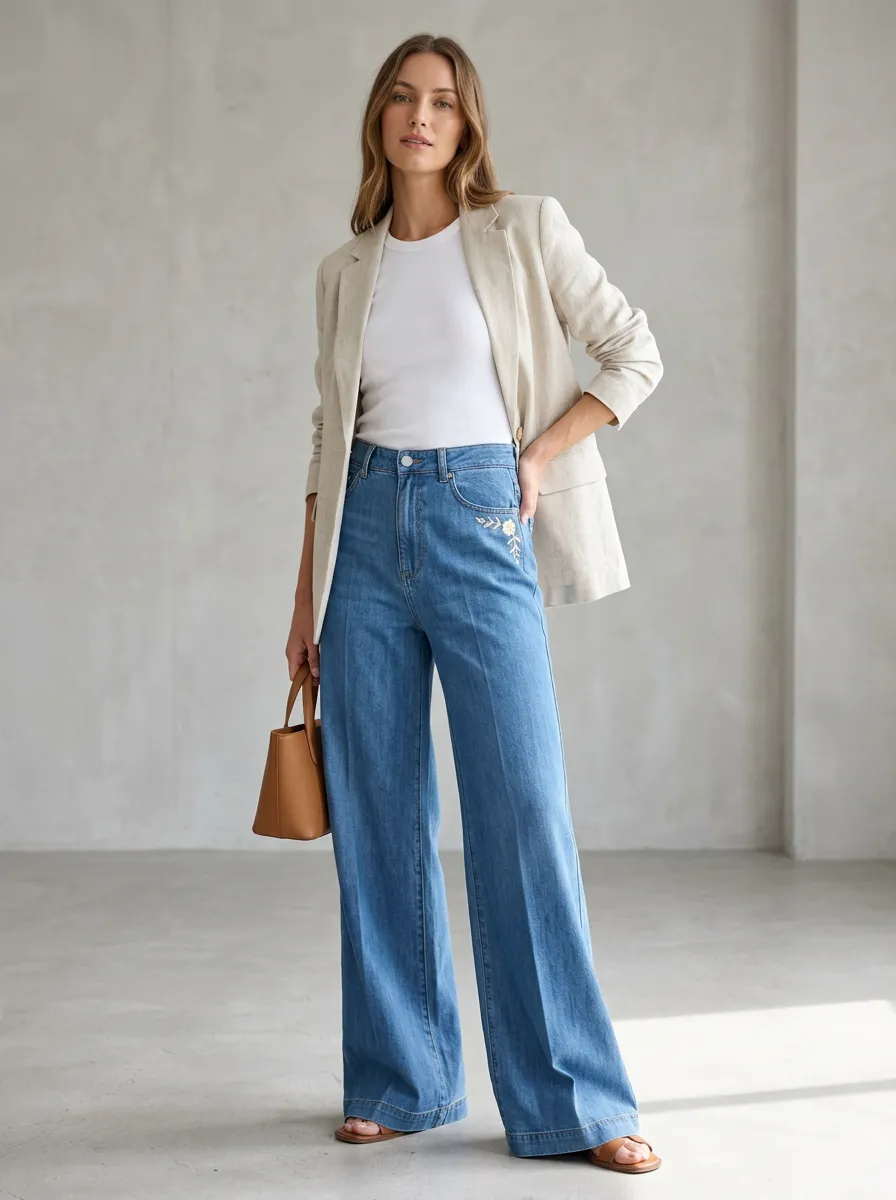 Women's Wide Leg Casual Denim Jeans