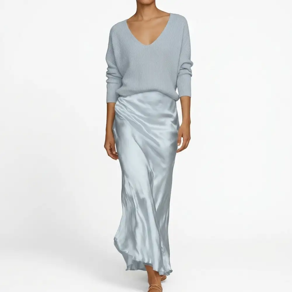 Knit Satin Two-Piece Set
